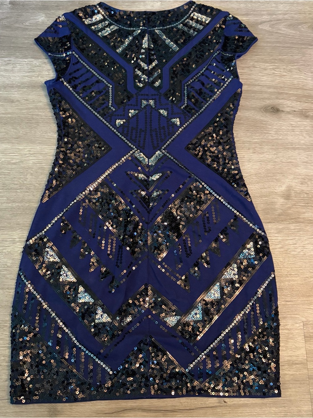 Express Blue Sequin Embellished Short Dress